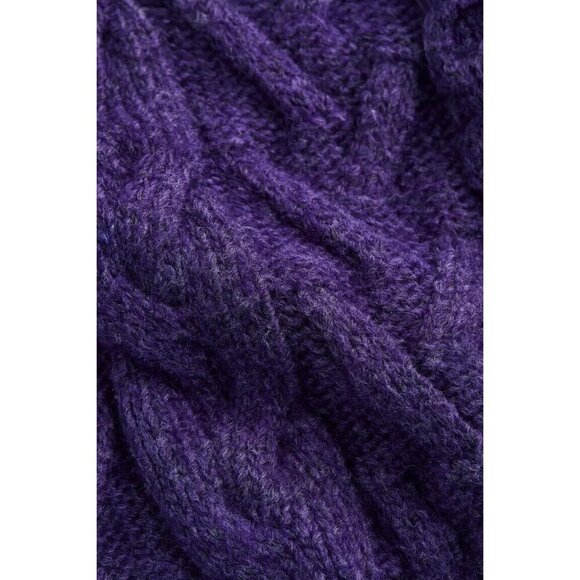 H&M Women's Size XS Purple Pullover Cableknit T-Neck Wool Turtleneck Sweater NWT - Picture 2 of 7